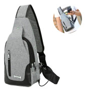 Hopfällbar liten crossbody-sling ryggsäck axelväska bröstväska dagryggsäck för vandring resor, grå