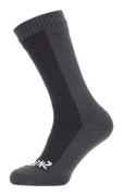 SealSkinz unisex vattentät kallt väder medellång strumpa, svart/grå, storlek S