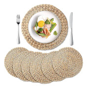 Naturliga vävda placemats av vattenhyacint, vävda runda placemats, Br