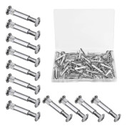 60 st M4 möbelmonteringsskruvar, kopplingsskruvar, med bultförzinkade järnkopplingsskruvar, för 31-40 mm tjocklek trä, silver
