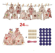 24 adventskalendrar att fylla, adventskalenderpåsar, DIY julklappspåsar, julkalenderhantverkssats, tygpåse #4