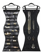 Smyckesorganisatör i Sjöjungfruform, Hängande, Dubbelsidig, Förvaring för Örhängen, Armband, Halsband, Strumpor, Strumpbyxor - Svart