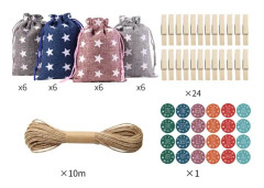 24 adventskalendrar att fylla, adventskalenderpåsar, julkalenderhantverkssats, DIY julklappspåsar, tygpåsar #8
