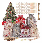 24 adventskalenderpåsar, adventskalender att fylla, DIY julklappspåsar, julklappskalender pysselset, tygpåse
