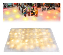 Ljus snöfilt 1,2*0,35m Jul snöfilt rullar med LED-ljussträngar Batteridriven falsk snöfilt för julgrans kjol kappa