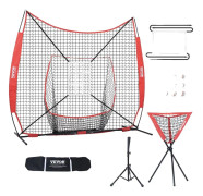 Basebollträningsnät, Portabel Design, Inkluderar Träningsbollar,Röd