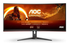 AOC G2 CU34G2XE/BK, 86,4 cm (34"), 3440 x 1440 pixlar, Wide Quad HD, LCD, 1 ms, Svart, Röd