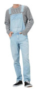 Mäns Ljus Denim Lösa Overaller Haklapp Byxor Dungarees Jean Jumpsuits Mörkblå M