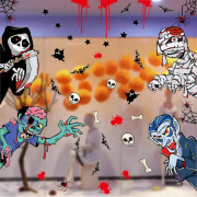 Läskiga Halloween-fönsterdekaler Halloween Gel-fönsterdekaler för barn Halloween-dekorationer Fönsterdekaler
