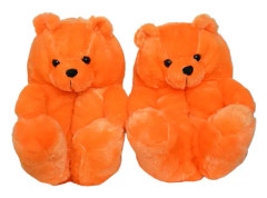 Mub- Teddy bear slipper Söta nallebjörn plyschtofflor för pojkar och flickor hem varma bomullstofflor Orange 36-41
