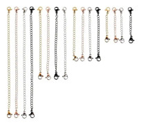16 st rostfria halsband armband förlängningskedjeset för gör-det-själv-smyckestillverkning, 4 färger och 4 storlekar
