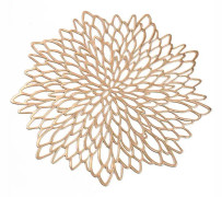 Plastunderlägg, nordisk stil bordsdekoration, 10-pack guld plastunderlägg, hibiskusblomma folie stämpling plastunderlägg, (38*38cm)