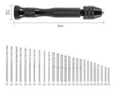 Mini Precision Hand Drill Mini Hand Drill Modelltillverkning Aluminium Nyckellös Chuck 49 Twist Fräs Cutter Borr 0.5-3.0m
