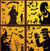 Halloween Fönsterdekaler Halloween Fönsterdekorationer Svarta Jätte 4 Ark Läskiga Fönsterdekaler Halloween Fönstersilhuetter