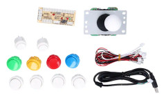 DIY Spelkonsol Kit Enkel Elektroplätering Rocker LED-knappar Set för Arkadspel Konsol Enkelt Set Vit