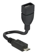 DeLOCK OTG ShapeCable USB-kabelförlängning USB (F) till Micro-USB Typ B (M) USB 2.0 OTG 15 cm svart