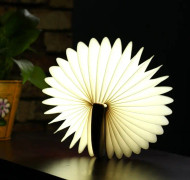 Foldable Pages Colorful Dimming Book Shape LED Light , Creative Portable USB Charging Semicircle Night Light with Remote Control(Brown)