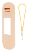 Travel Makeup Brush Holder Silicone Cosmetic Brush Organizer Bag Storage Box With Lanyard(Beige)