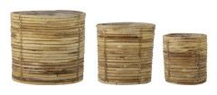 BLOOMINGVILLE Linoa-korg, med plast - naturrotting (set om 3)