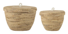 BLOOMINGVILLE Noi korg med lock - naturlig vattenhyacint (set med 2)