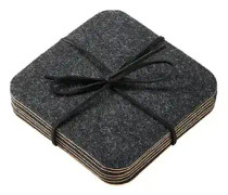 Gia Glasunderlägg 6-pack filt svart 10x10x0,3 cm Dorre