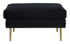Boom puff, fotpall velour svart, mässing.