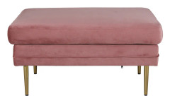 VENTURE DESIGN Boompuff, rektangulär - rosa sammet och mässingsstål (90x70)