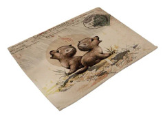 Cartoon Animal Cotton Linen Cloth Heat Insulation Vintage