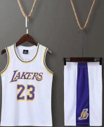 Lakers #23 Lebron James Jersey No.23 Basket Uniform Set Barn Vit L (140-150cm)