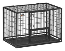 Heavy Duty Dog Crate Box Pet Crate 42 X 27,5 X 29,5 Tum För Stora Och Medelstora Hundar Säkra 2 Avtagbara Dörrar Easy Clean Puppy Run Xl Black