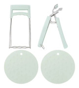Rostfritt stål set tång non stick kastruller retriever gripper klämmor pot pan gripper runda silikon placemats skål pot hållare