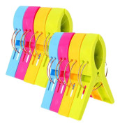 Strandhandduksklipp Vindtät Klämma för Handduk, Täcken, Filt, Kläder, Strandhandduk, Bordsdukar, Klädnypor i Plast (8-pack)