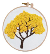 Handgjord trädesign korsstygnsbåge broderi DIY hantverk guld cassia träd