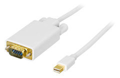 Deltaco mini DisplayPort till VGA(HD15) kabel, ha-ha, 1m, vit