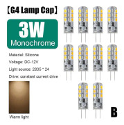 10 st G4 LED-lampa 12V 1,5W/3W Mini Silikonlampa Spotlight Krona