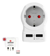 Reseadapter Europa till UK m.fl. 2xUSB-A 12W Jordad