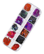 Halloween nagelkonst klistermärken dekaler, nagelpaljetter färgglada Halloween nagelflingor