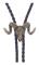 Vintage Bolo slips för män - Cowboy slips med ko-skalle design - Svart B