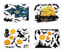 4 ark Halloween väggklistermärken 3d fladdermus pumpa fönsterdekaler avtagbar konstdekor