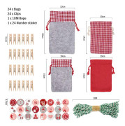 Julkalender-kit, Gör en Adventskalender, DIY Julnedräkningskalender i Jutesäck med dragsko för juldekorationer