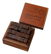 28-delad bokstavsstämpelset, alfabetsträstempel för pyssel, trä, alfabet, siffror, stämpelset, symboler, frimärken, vintage, trästempel