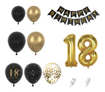 Svart och guld födelsedagsbåge ballongset 18:e födelsedagsfest dekoration scen set ballongset festdekorationer för män