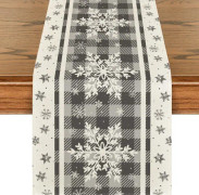 Silver Buffalo Plaid Snöflingor Julbordstablett, Säsongsbetonad Vinterköksborddekoration för Festdekoration 13x90 Tum