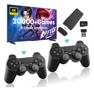 Retro spelkonsol - Videospelkonsoler med 2-pack spelkontroller, 64 GB inbyggt kort 20 000+ spel, 4K HDMI-skärm Arcade