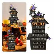 Halloween Adventskalender i trä med avtagbara spöken, nedräkningsdekorationer för läskiga fester och helgdagar