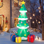 COSTWAY 180 cm uppblåsbar julgran med LED-lampor, uppblåsbar julfestdekoration med luftfläkt, sandsäck