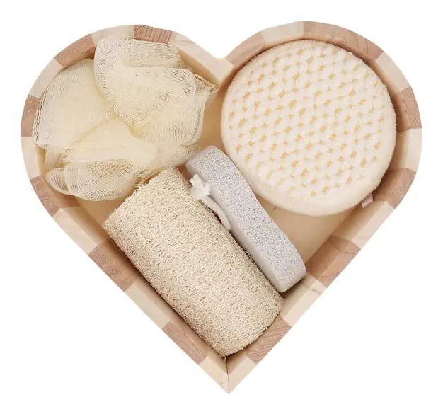 Spa-kroppsvårdset, torr och våt ryggskrubb med badsvamp och exfolierande nät