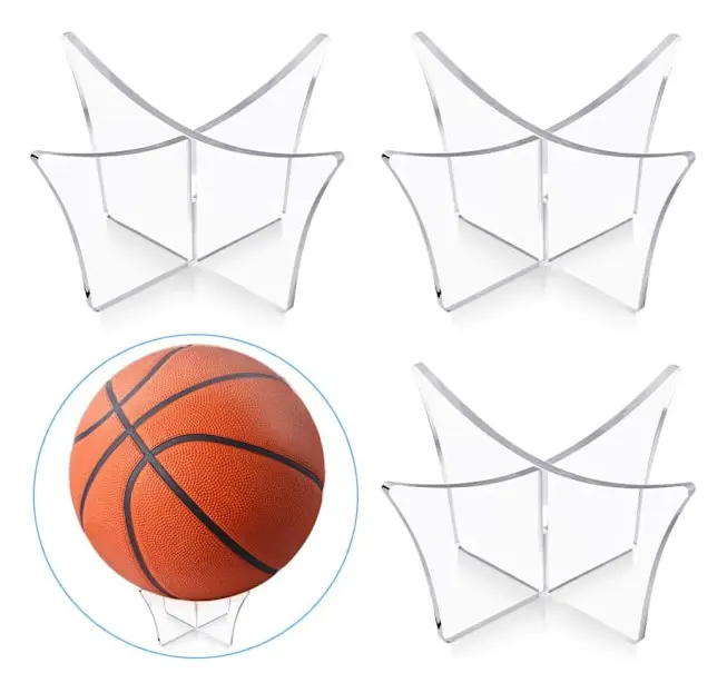 3-delad bollhållare, basketboll, fotboll, volleyboll, rugby, rugby, akrylbollhållare för bollplacering och visning