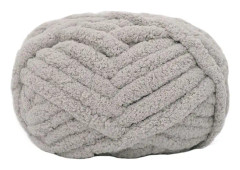 (Specialerbjudanden) 2 st Chunky Chenillegarn för handstickade filtar, Supermjukt stort jumbogarn (Grå)