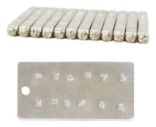 12 stjärntecken i metall, 3 mm, stämpel för smyckesstämpling